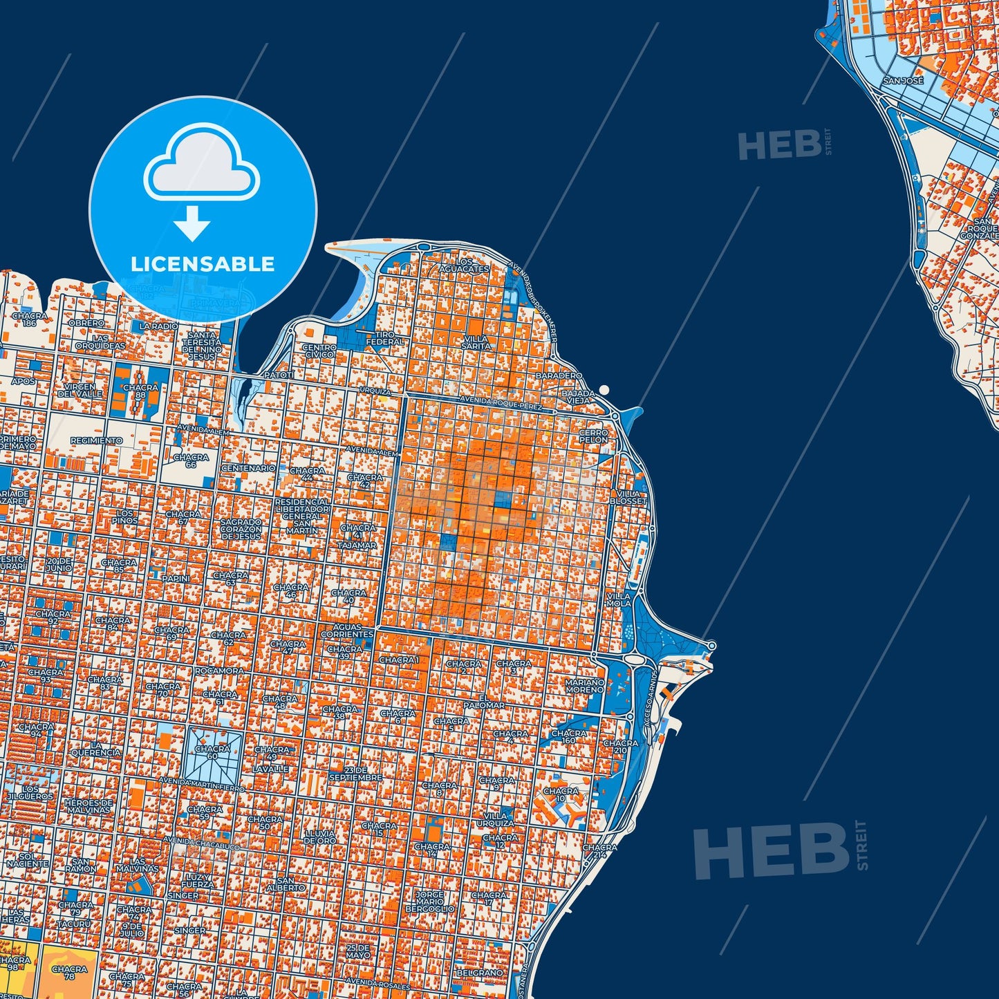 Colorful Posadas Street Map with Labels and Buildings