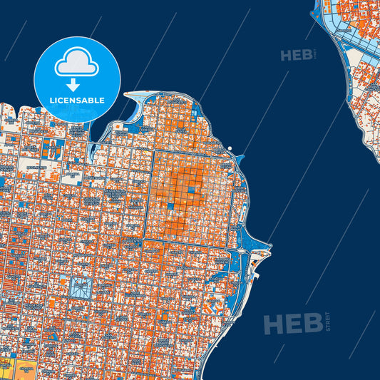 Colorful Posadas Street Map with Labels and Buildings