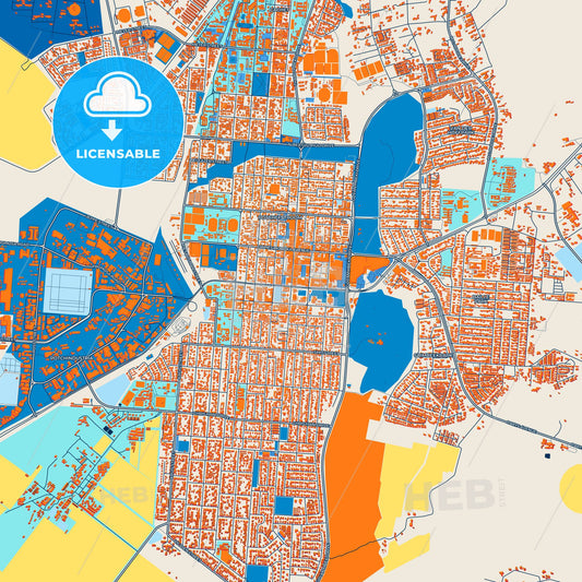 Colorful Potchefstroom Street Map with Labels and Buildings