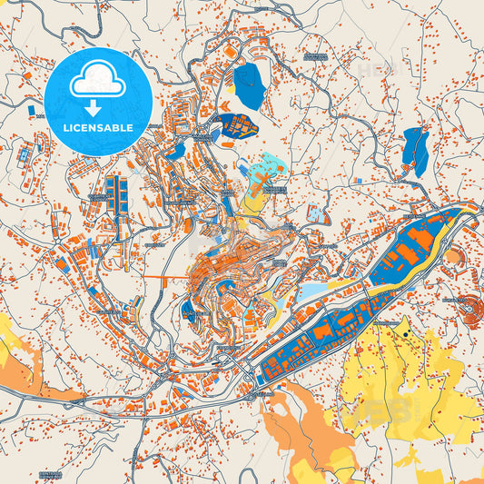Colorful Potenza Street Map with Labels and Buildings
