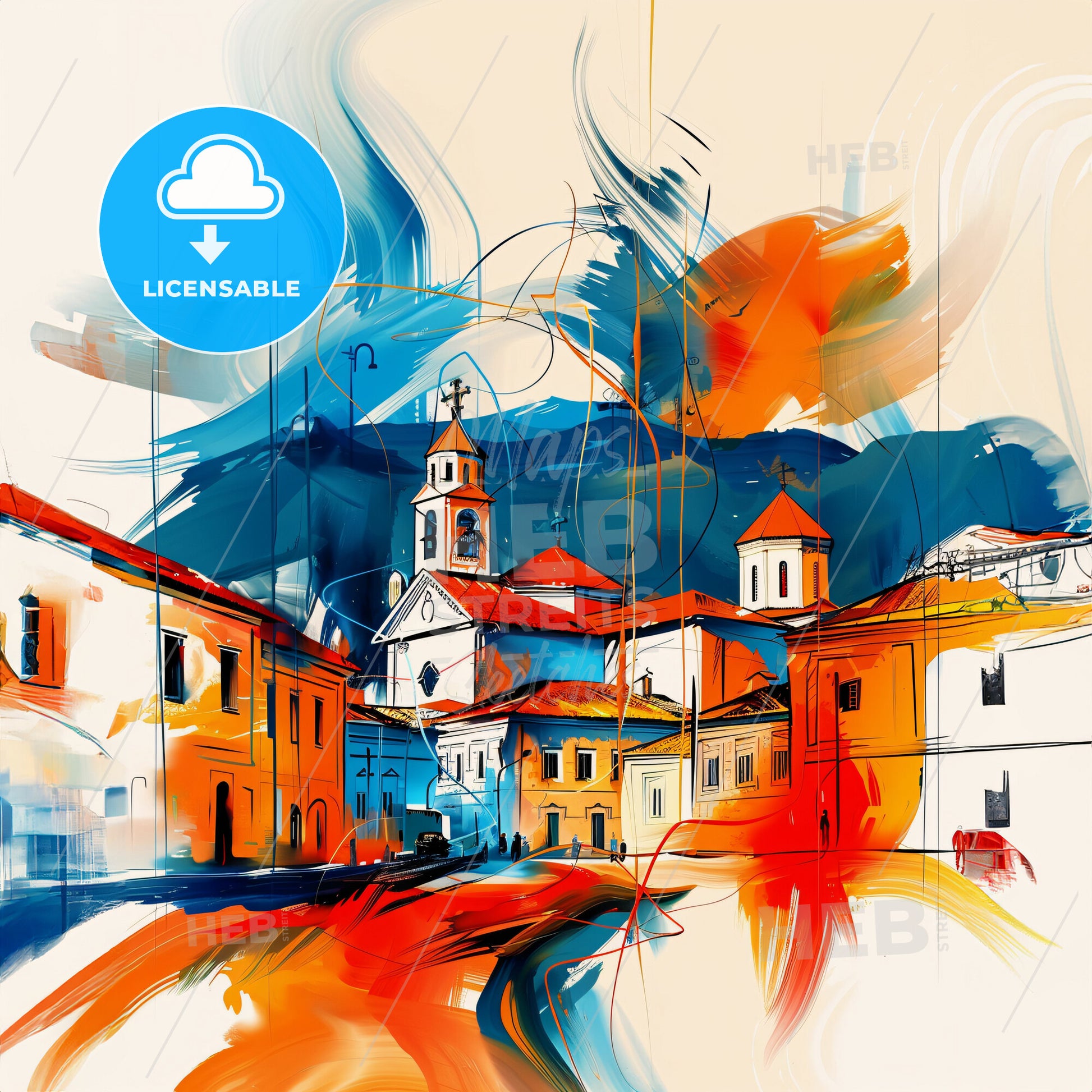 Vibrant Poti, Georgia - A Painting Of A Building With A Steeple