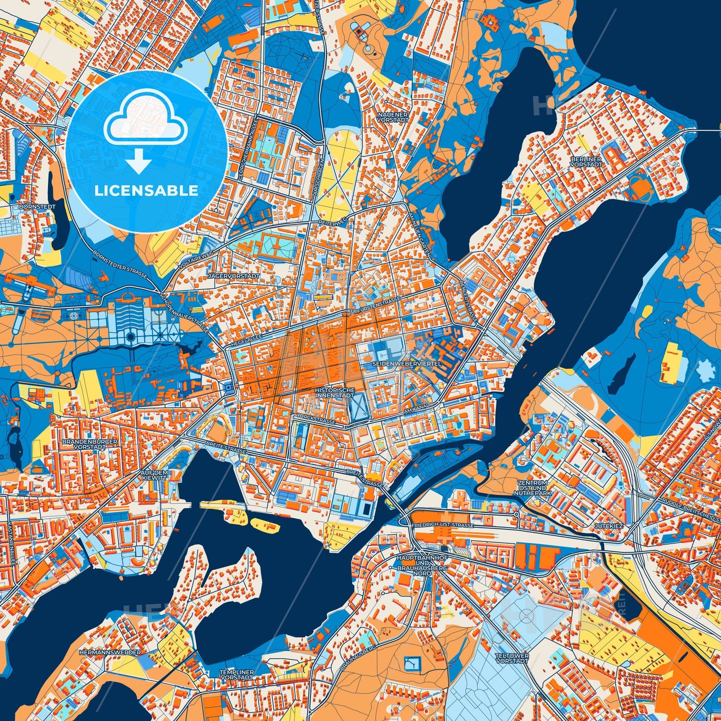 Colorful Potsdam Street Map with Labels and Buildings