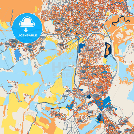 Colorful Pouso Alegre Street Map with Labels and Buildings