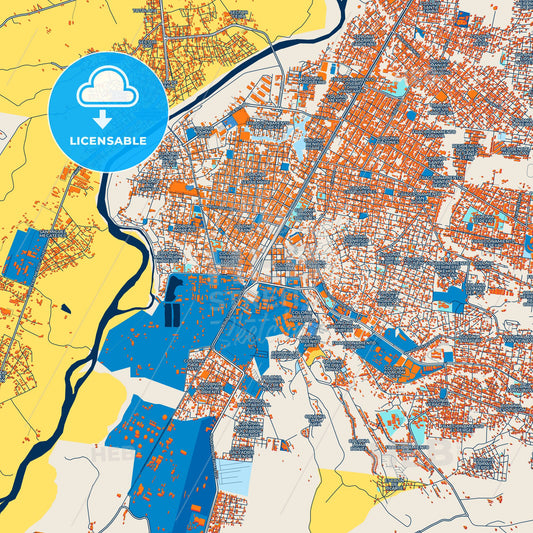 Colorful Poza Rica Street Map with Labels and Buildings