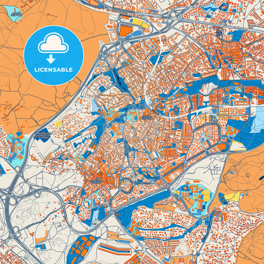Colorful Pozuelo de Alarcón Street Map with Labels and Buildings