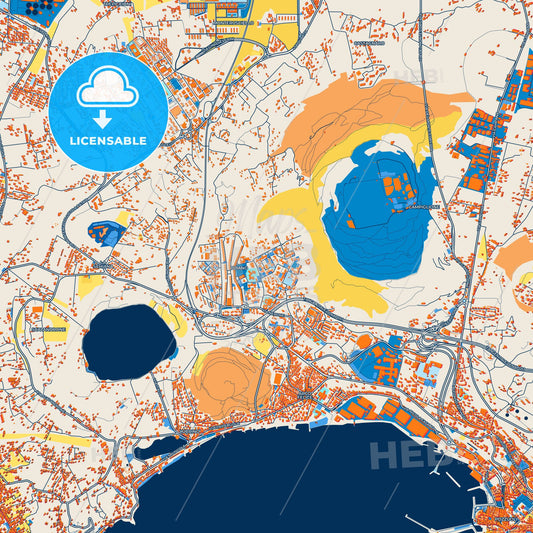 Colorful Pozzuoli Street Map with Labels and Buildings