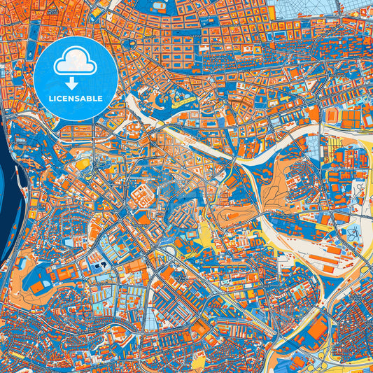 Colorful Prague Street Map with Labels and Buildings