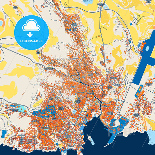 Colorful Praia Street Map with Labels and Buildings