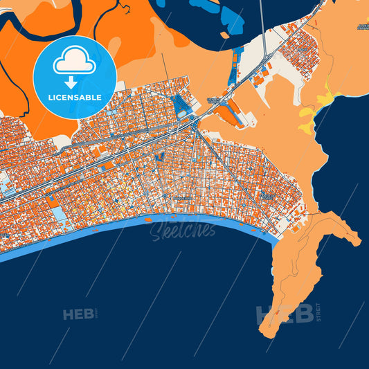 Colorful Praia Grande Street Map with Labels and Buildings