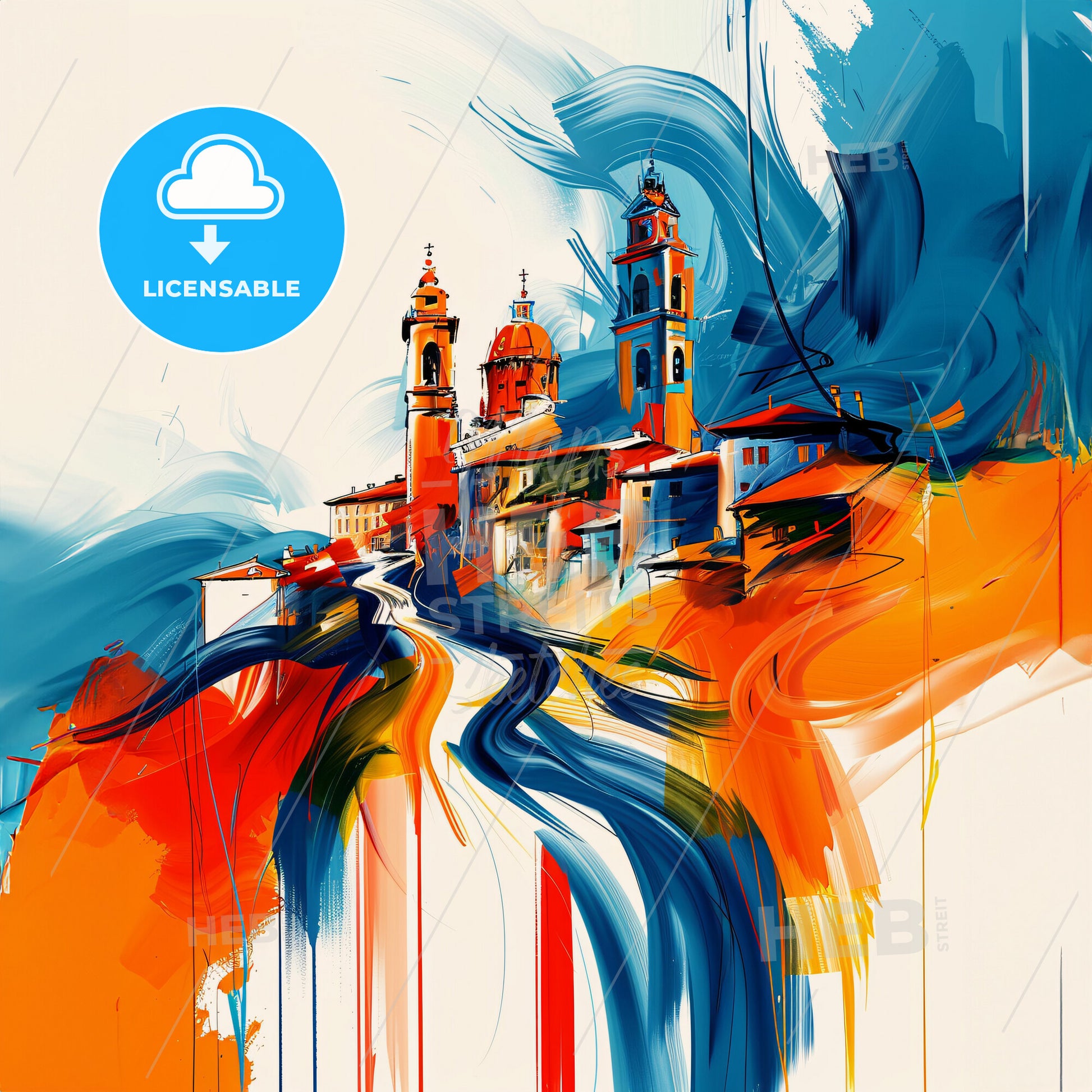 Vibrant Prato , Italy - A Painting Of A Town