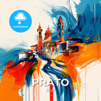 Vibrant Prato , Italy - A Painting Of A Town - Square format print template