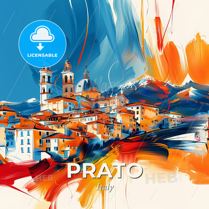 Vibrant Prato , Italy - A Painting Of A Town - Square format print template
