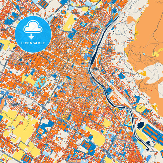 Colorful Prato Street Map with Labels and Buildings