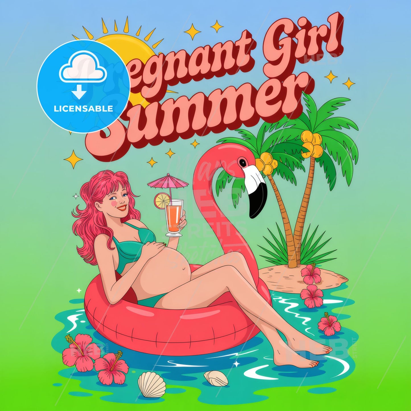Pregnant Girl Summer: Embrace Relaxation and Joy by the Poolside with Tropical Vibes and Fun!