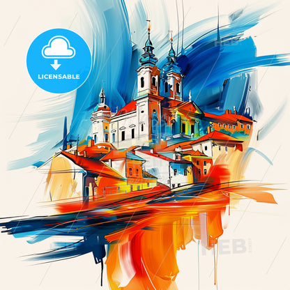 Vibrant Prešov, Slovakia - A Painting Of A Building