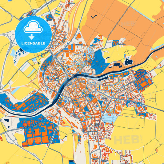 Colorful Přerov Street Map with Labels and Buildings