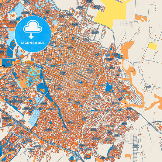 Colorful Presidente Prudente Street Map with Labels and Buildings