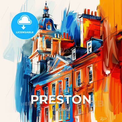 Vibrant Preston, England - A Painting Of A Building - Square format print template