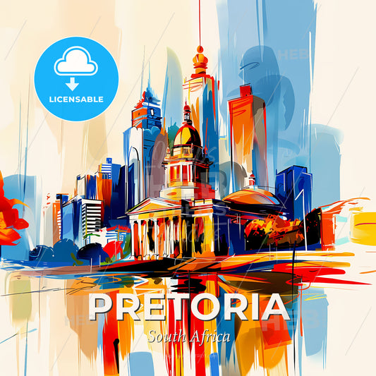 Vibrant Pretoria, South Africa - A Painting Of A City - Square format print template