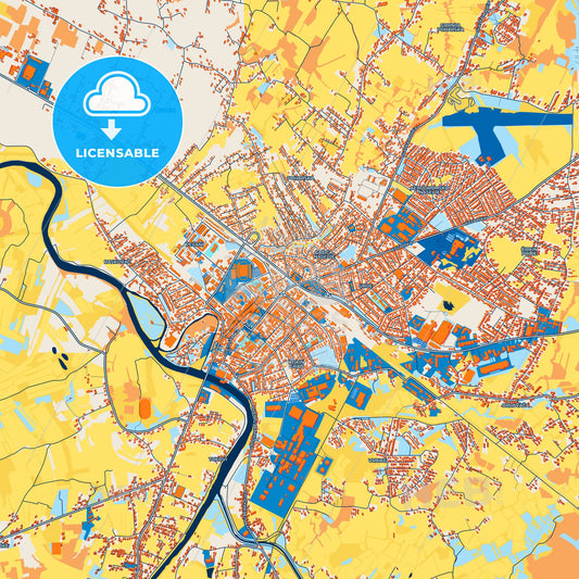 Colorful Prijedor Street Map with Labels and Buildings