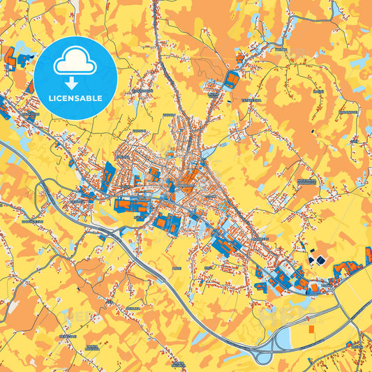Colorful Prnjavor Street Map with Labels and Buildings