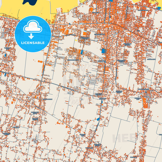 Colorful Probolinggo Street Map with Labels and Buildings