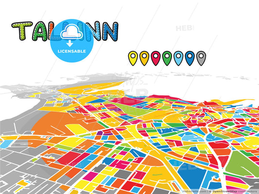 Tallinn, Estonia, downtown map in perspective