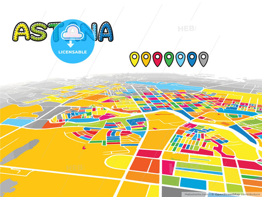 Astana, Kazakhstan, downtown map in perspective