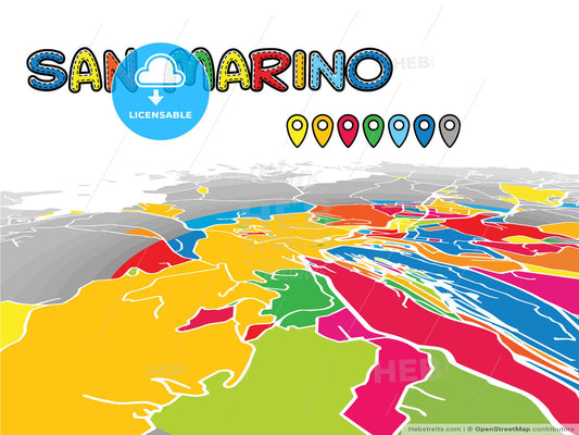 San Marino downtown map in perspective