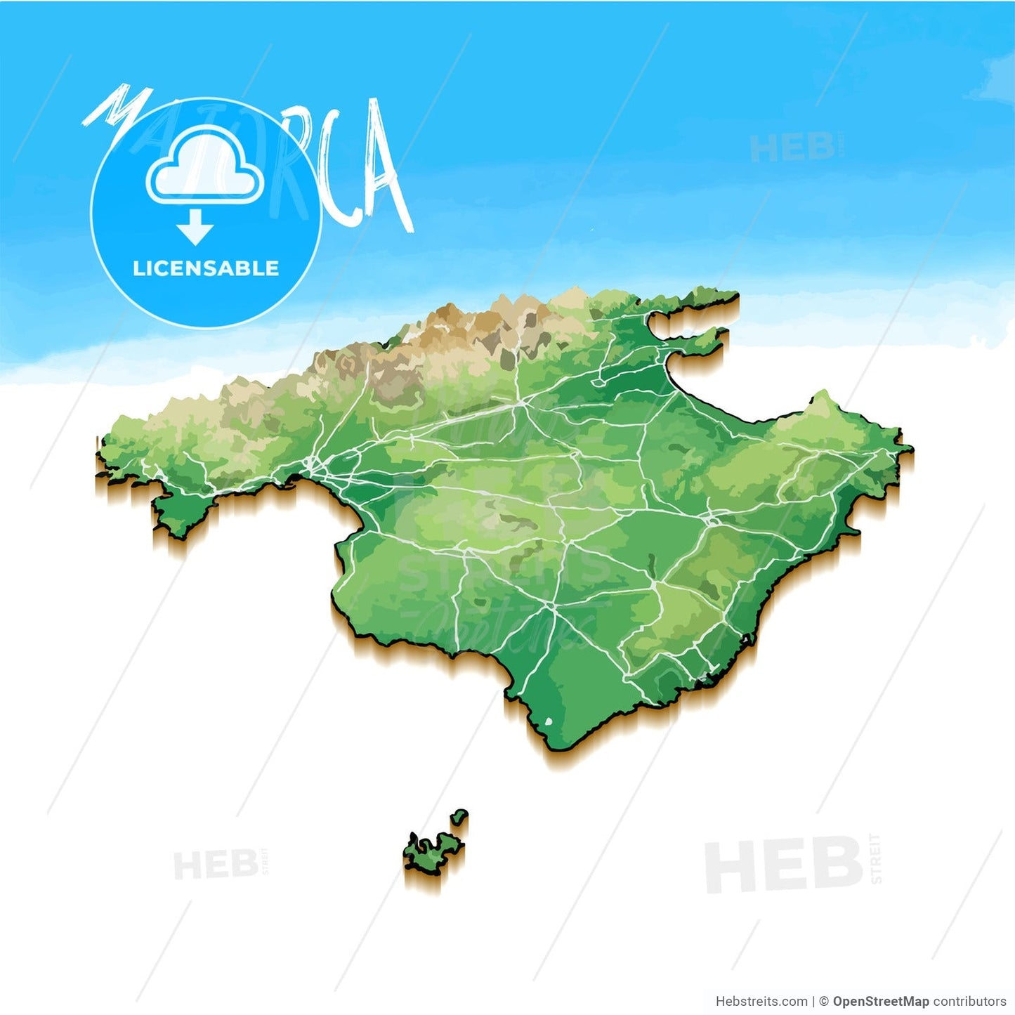 3D Island Map of Majorca