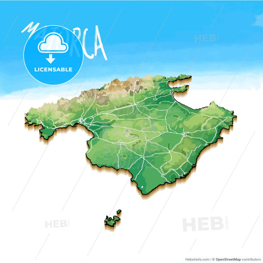 3D Island Map of Majorca