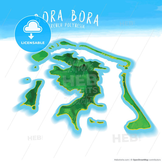 3D Island Map of Bora Bora