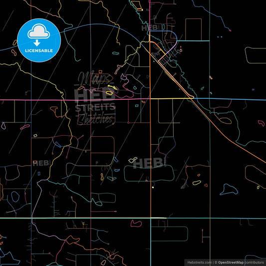 Strathcona County, Alberta, Canada, colorful city map on black background