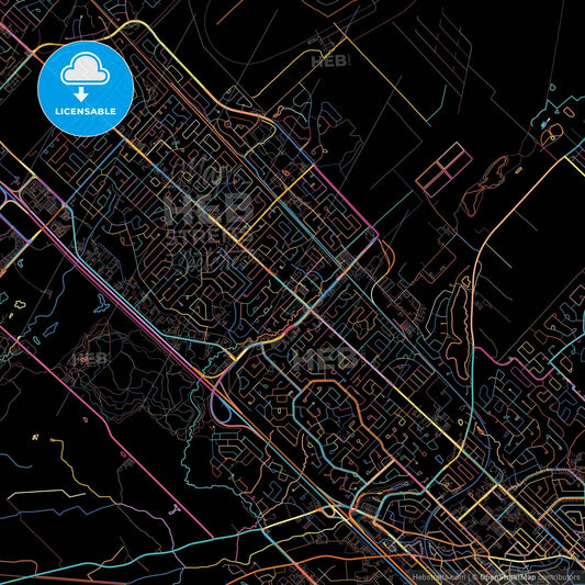 Blainville, Quebec, Canada, colorful city map on black background