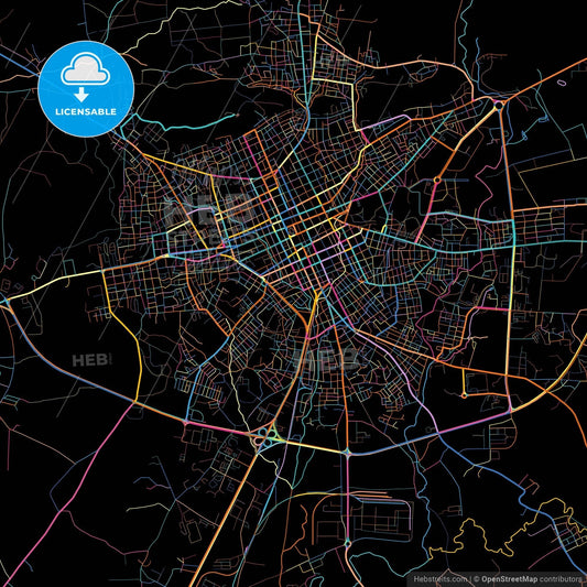 Holguín, Holguín, Cuba, colorful city map on black background