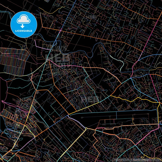 Port-au-Prince, Ouest, Haiti, colorful city map on black background