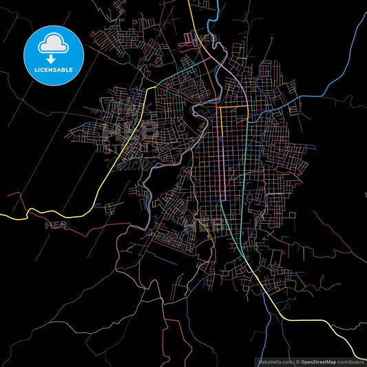 Esteli, Esteli, Nicaragua, colorful city map on black background