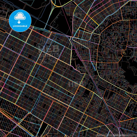 Nezahualcóyotl, México, Mexico, colorful city map on black background