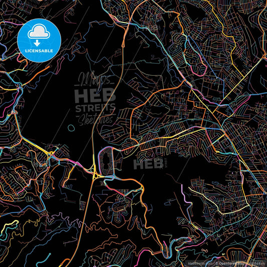 Ciudad López Mateos, México, Mexico, colorful city map on black background