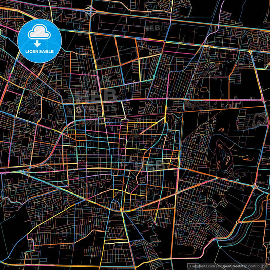 Celaya, Guanajuato, Mexico, colorful city map on black background