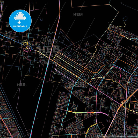 Ojo de Agua, México, Mexico, colorful city map on black background