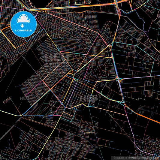 Chalco de Díaz Covarrubias, México, Mexico, colorful city map on black background