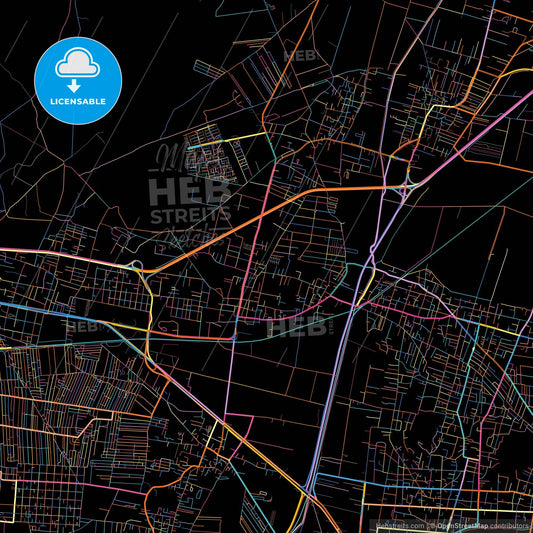 Tepexpan, México, Mexico, colorful city map on black background