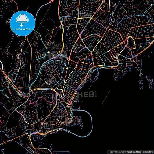 Panamá, Panamá, Panama, colorful city map on black background
