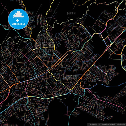 La Chorrera, Panamá Oeste, Panama, colorful city map on black background