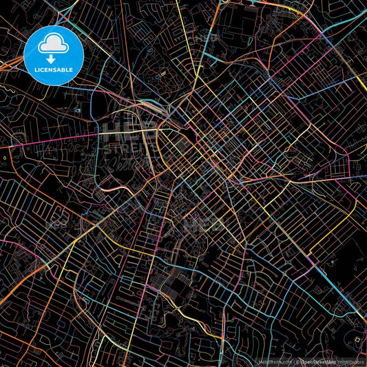 Lexington, Kentucky, United States, colorful city map on black background
