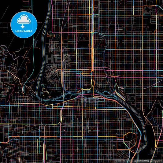Laredo, Texas, United States, colorful city map on black background