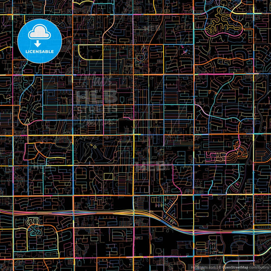 Chandler, Arizona, United States, colorful city map on black background