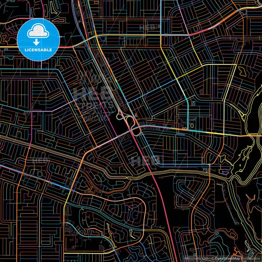 Port St. Lucie, Florida, United States, colorful city map on black background