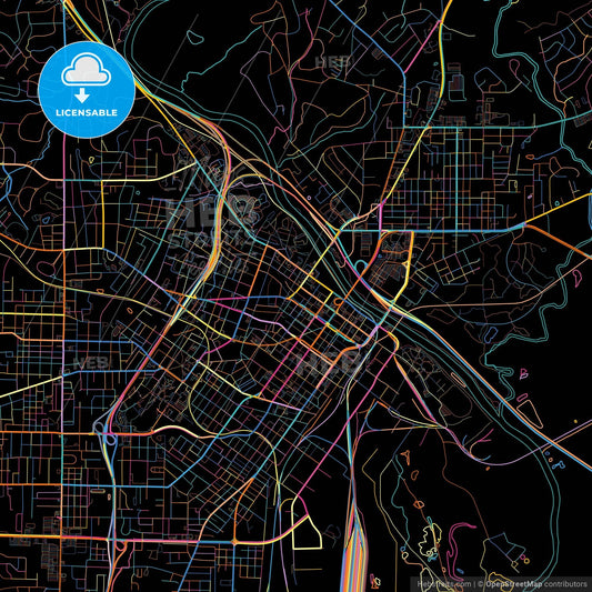 Macon, Georgia, United States, colorful city map on black background